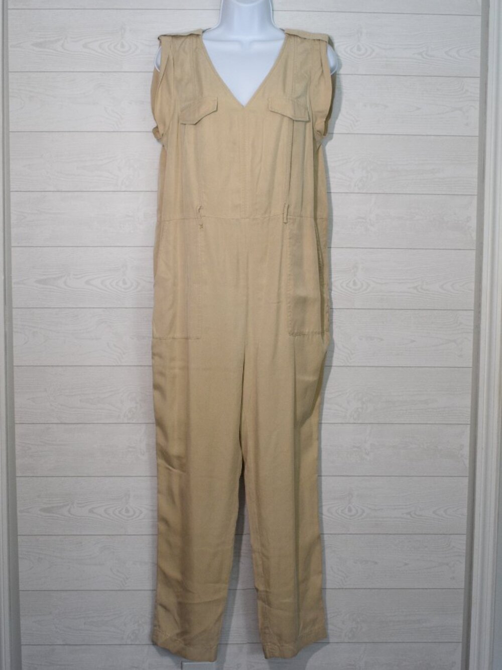 Banana Republic Soft Yellow Lyocell Utility Jumpsuit Size 10